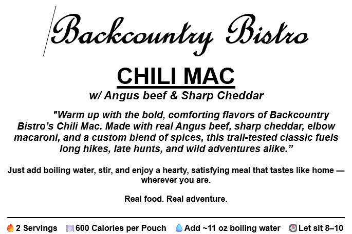 Chili Mac – Angus Beef & Sharp Cheddar (Freeze-Dried)